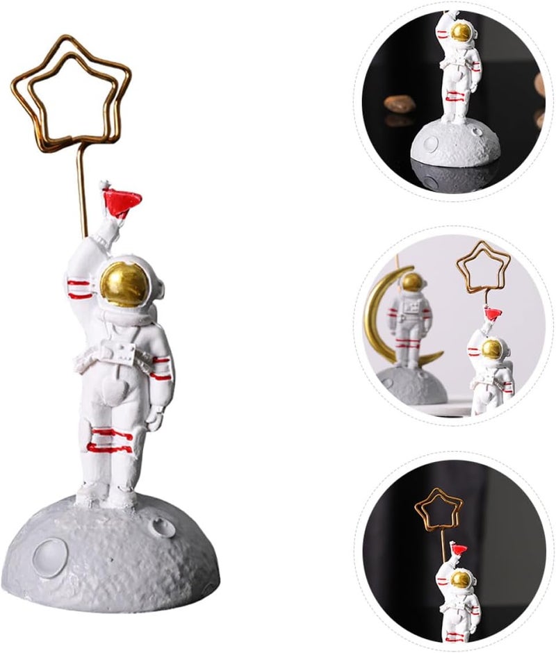 Resin Astronaut Figurine Photo Clip Holder Spaceman Desk Ornament for Bedroom Space Classroom Decor Random Color - Image 4