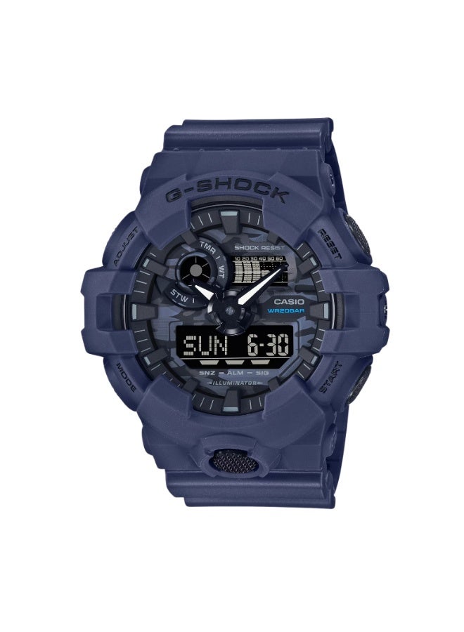 CASIO G-SHOCK GA-700CA-2ADR Analog-Digital Men’s Watch, Shock Resistant, 200M Water Resistant, Blue Camouflage Resin Strap - Image 1