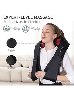 General Heated neck massager, neck, back, shoulder, foot and leg shiatsu massager, deep tissue 3D kneading helps to relax muscles at home and in the car, comfortable gifts for men and women  - Image 2