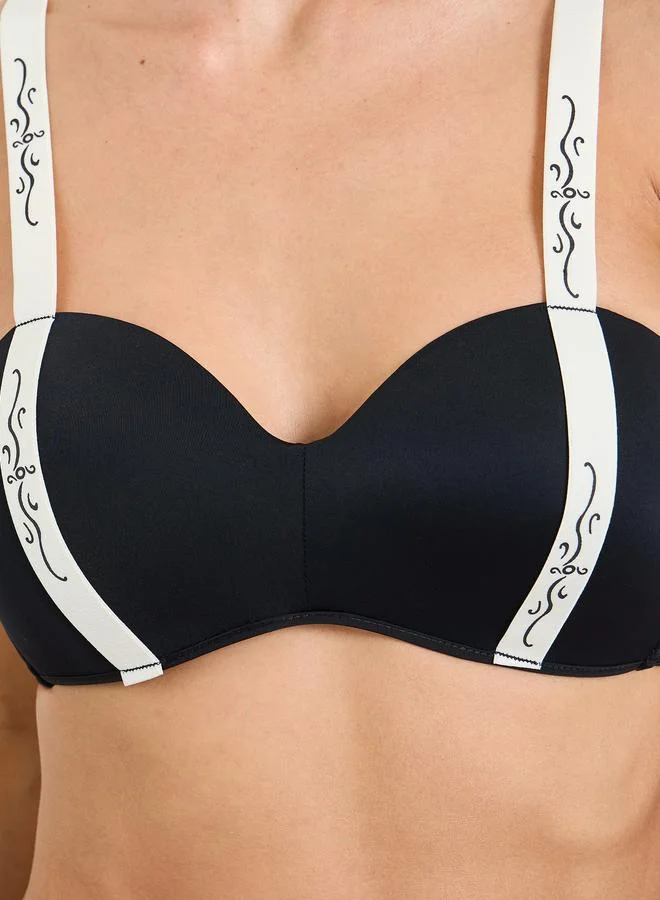 Take Two  Black Padded Non Wired Regular Bra for Women | Best Price UAE