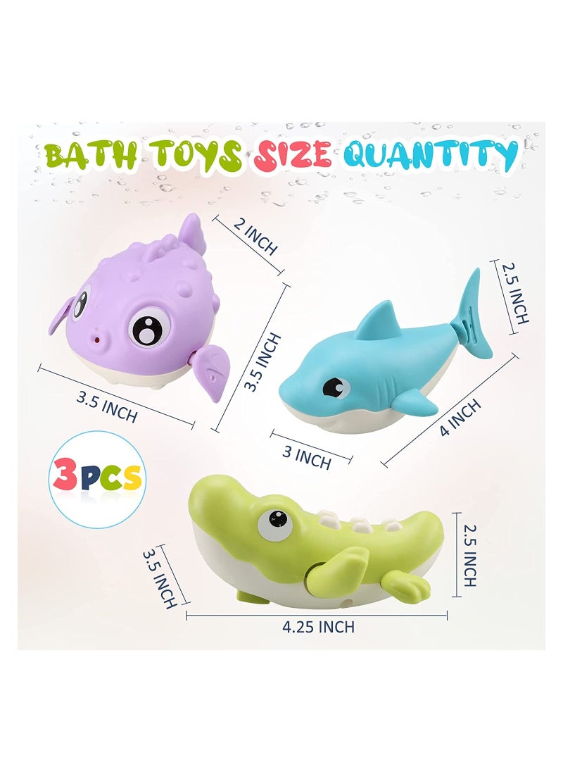 SYOSI - Bath Toys Cute Animal Baby Bathtub Wind Up Toys 3 Pack Swimming Pool Bath Toys for Toddlers 1-3 Water Play Set Shower Beach Gift for Age 1 2 3 4 5 6Year Old Kids Infant Boys Girls - Image 1