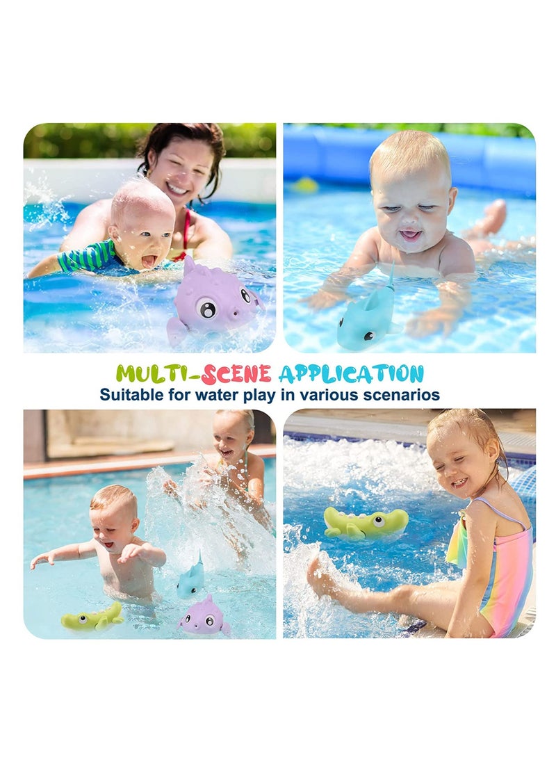 SYOSI - Bath Toys Cute Animal Baby Bathtub Wind Up Toys 3 Pack Swimming Pool Bath Toys for Toddlers 1-3 Water Play Set Shower Beach Gift for Age 1 2 3 4 5 6Year Old Kids Infant Boys Girls - Image 1