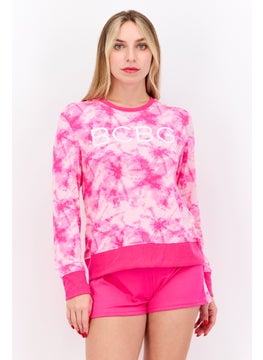 BCBGeneration Women 2 Piece Graphic Printed Top And Short Sleepwear Set, Pink Combo  - Image 1