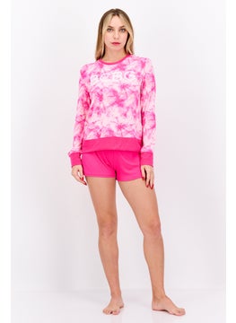 BCBGeneration Women 2 Piece Graphic Printed Top And Short Sleepwear Set, Pink Combo  - Image 4