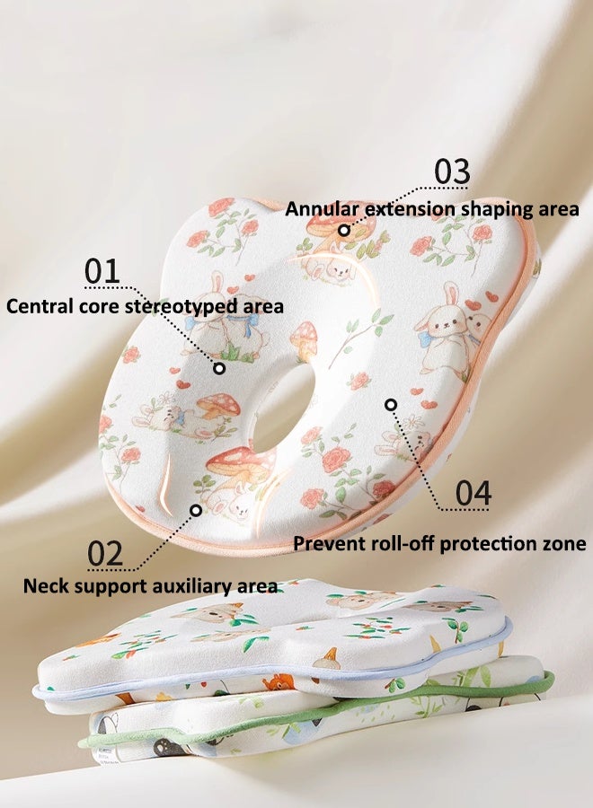 Aissiora 2PCS Baby neck support pillow Baby's head shaping pillow Memory foam pillow core Prevention and correction of eccentricity Baby pillows Suitable for newborns - Image 3