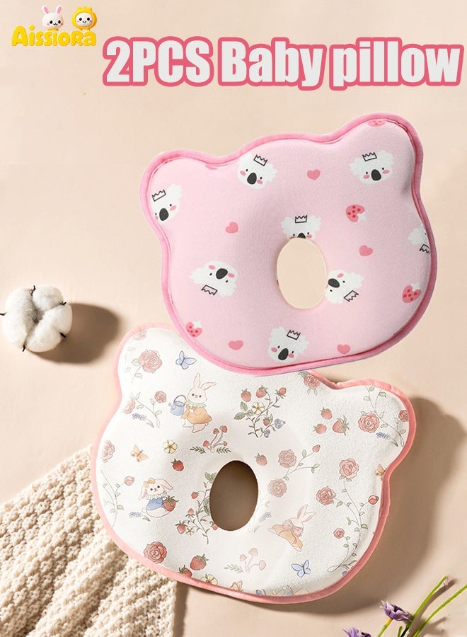 Aissiora 2PCS Baby neck support pillow Baby's head shaping pillow Memory foam pillow core Prevention and correction of eccentricity Baby pillows Suitable for newborns - Image 1