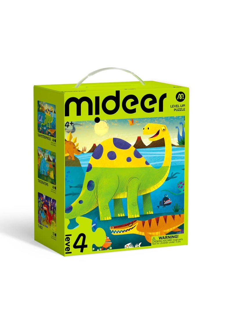 MiDeer Level Up! Puzzles with Storage Bag – Level 4 Dinosaur’s World Puzzle Set for Kids Ages 4+ | 3 Progressive Jigsaw Puzzles 48–72 Pieces | Educational Dinosaur Toy | Prehistoric Learning Puzzle for Boys & Girls  - Image 1