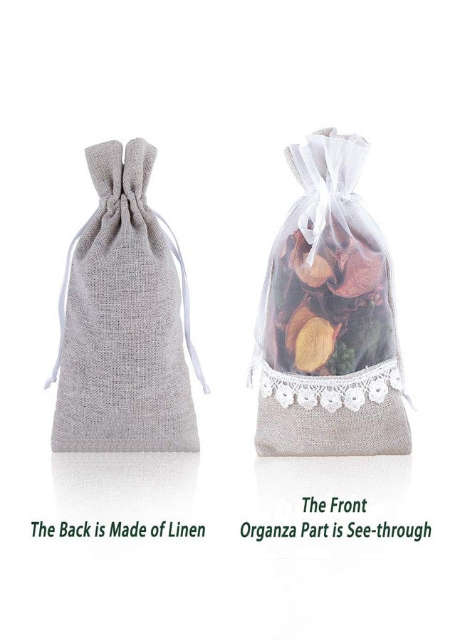 SumDirect Rose Drawstring Burlap Bag - 20pcs 4x6 Inch Lace Jute Organza Favor Gift Bags, Sheer Linen Favor Bags for Wedding - Image 5