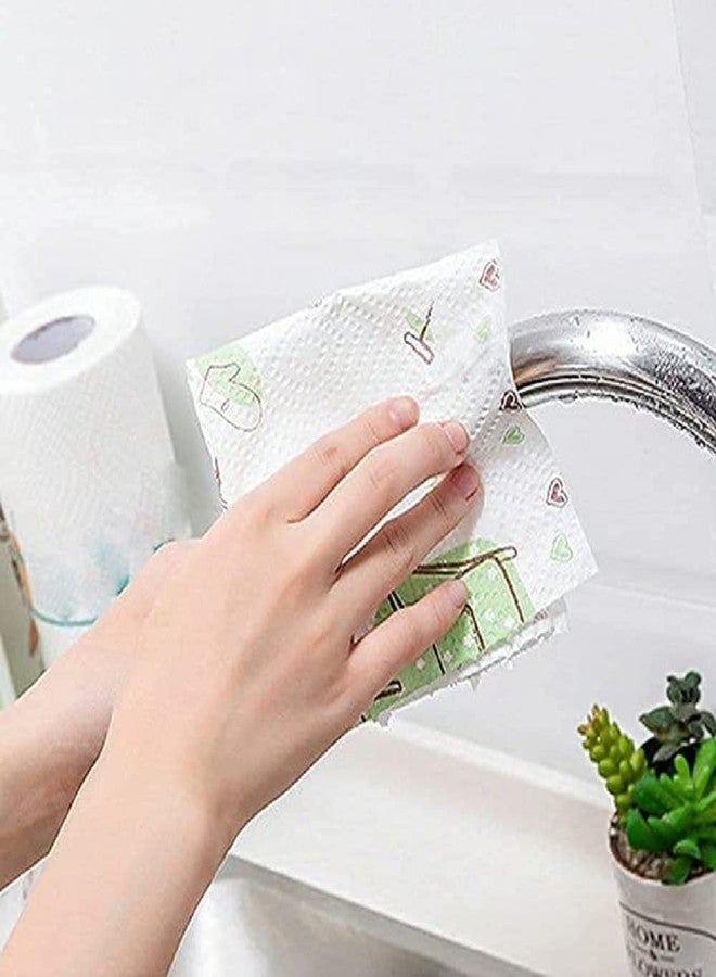 SAMEZONE Non-Woven Reusable and Washable Kitchen Printed Tissue Roll Non-stick Oil Absorbing Paper Roll Kitchen Special Paper Towel Wipe Paper Dish Cloth Cleaning Cloth (Pack Of 1) - Image 3