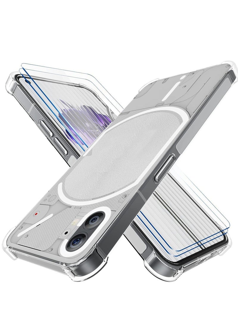 Nothing Phone 1 Case with 2 Pack Tempered Glass Screen Protector, Crystal Clear TPU Silicone Case with Airbag Corners, Drop Protection Cover For Nothing Phone 1 - Image 1