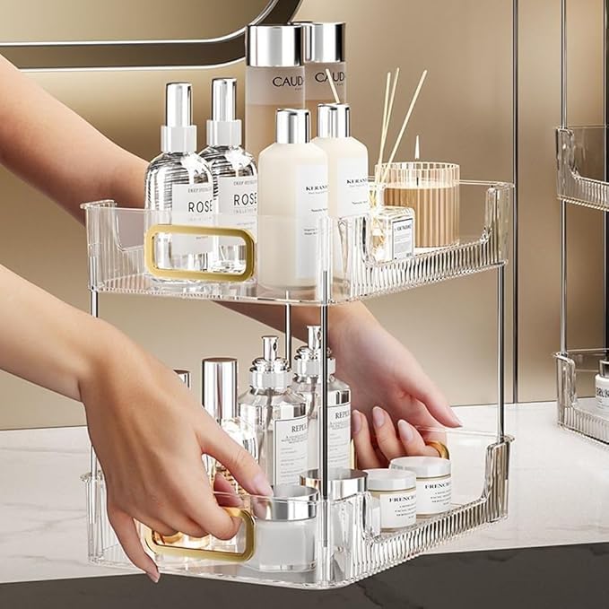 Clefairy 2-Tier Bathroom Counter Organizer, Multi-Purpose Makeup Organizer Countertop, Skincare Organizers, Exquisite Vanity Organizer - Image 5