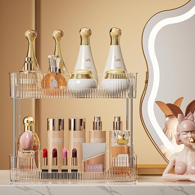 Clefairy 2-Tier Bathroom Counter Organizer, Multi-Purpose Makeup Organizer Countertop, Skincare Organizers, Exquisite Vanity Organizer - Image 3