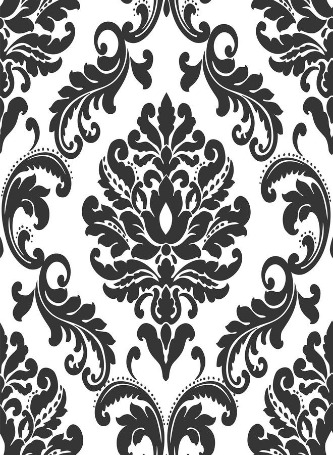 NuWallpaper ورق جدران NuWallpaper NU1646 أرييل باللونين الأسود والأبيض بتصميم داماسك، متعدد الألوان - Image 1