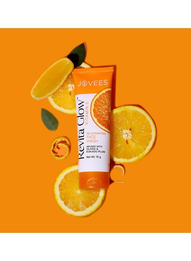 Jovees Herbal Vitamin C Face Wash 75G ; Revita Glow ; Vitamin C Rejuvenating Facewash ; Infused With Kakadu Plum And Olives  - Image 4