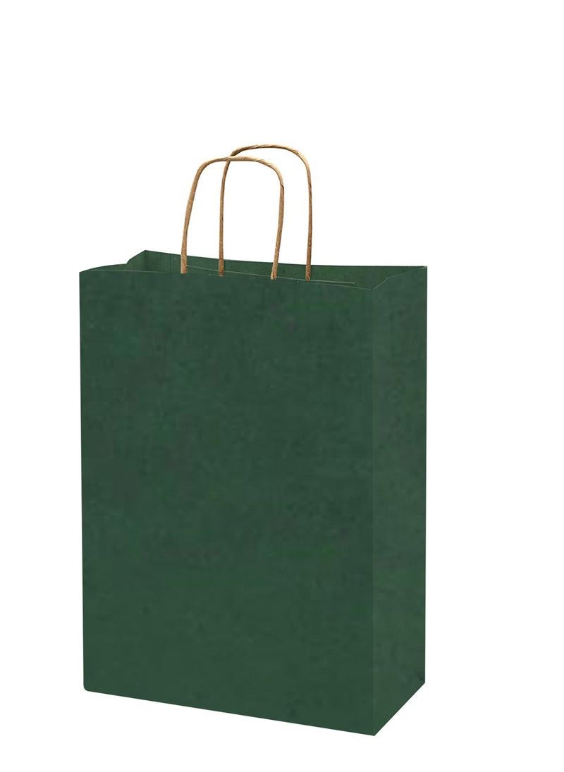 MARKQ Dark Green Paper bags with handles 33 x 26 x 12 cm Large Kraft Gift bags for Birthday Party Supplies, Weddings, Shopping, Presents (12 Bags)  - Image 2