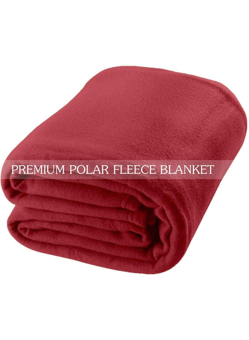BSB HOME BSB HOME® 220 GSM Premium Plush Double Blanket for Bed, Sofa, Couch, Travel and Camping AC Blanket | 220 x 230 cm | Red | SOLID POLO BLANKET  - Image 1