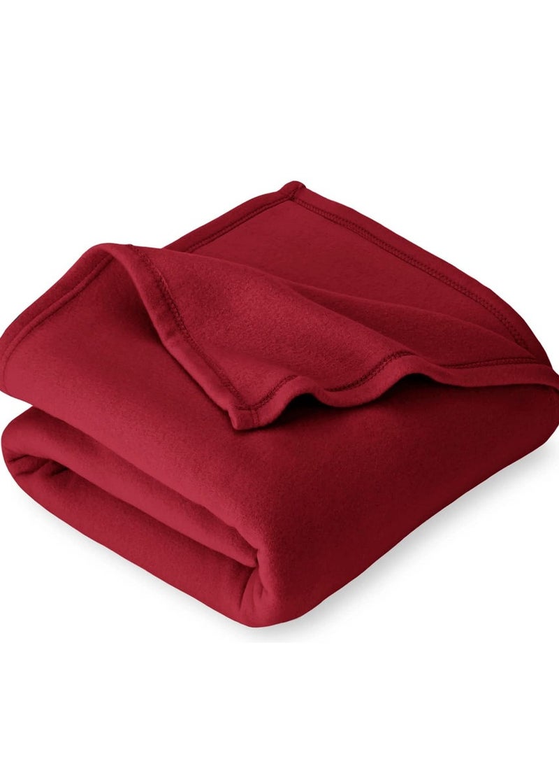 BSB HOME BSB HOME® 220 GSM Premium Plush Double Blanket for Bed, Sofa, Couch, Travel and Camping AC Blanket | 220 x 230 cm | Red | SOLID POLO BLANKET  - Image 2