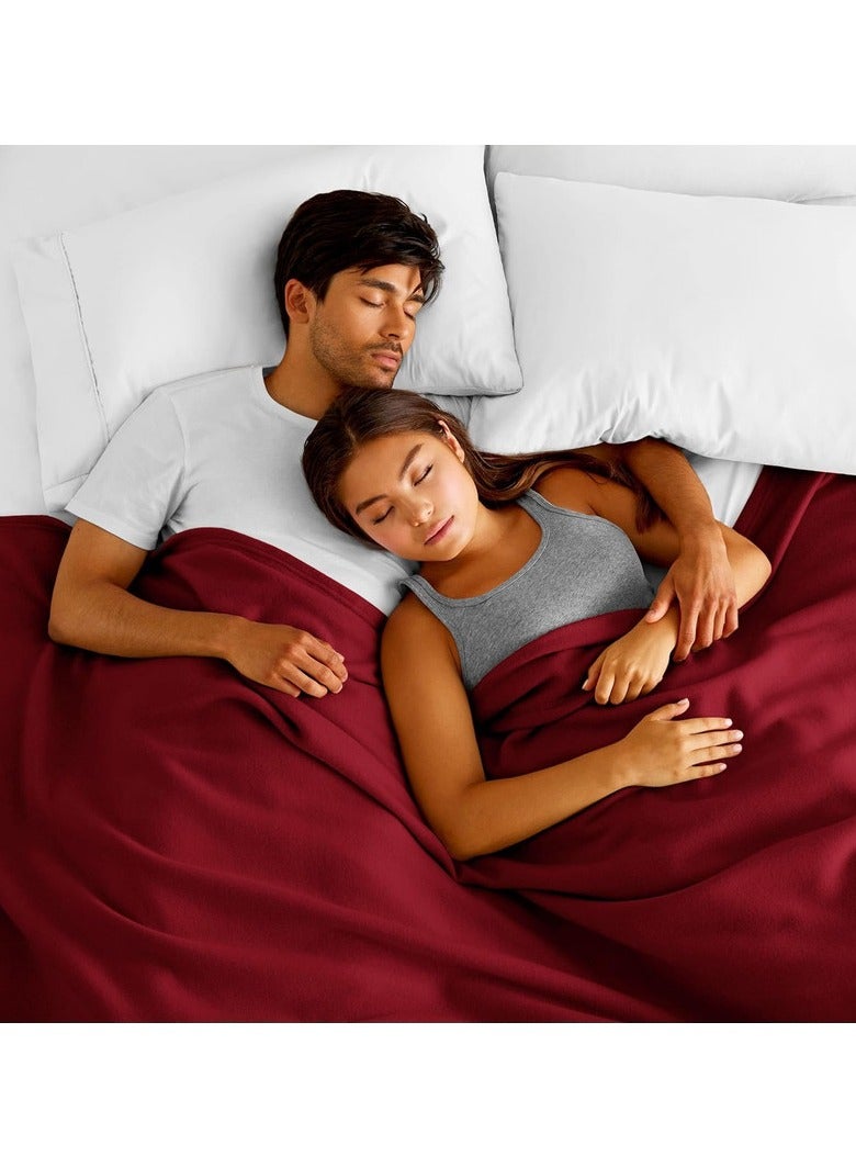 BSB HOME BSB HOME® 220 GSM Premium Plush Double Blanket for Bed, Sofa, Couch, Travel and Camping AC Blanket | 220 x 230 cm | Red | SOLID POLO BLANKET  - Image 5