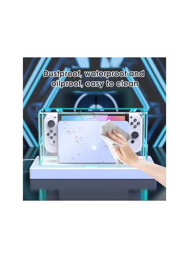 PROMASS Switch Dust Cover, with 16 LED Colors Light Base, Fit for Nintendo Switch/OLED, Acrylic Clear Display Box Anti-Scratch Waterproof Slim Dock Case, Cool Switch Accessories(with Remote) - Image 5