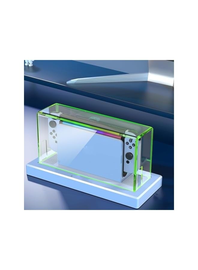 PROMASS Switch Dust Cover, with 16 LED Colors Light Base, Fit for Nintendo Switch/OLED, Acrylic Clear Display Box Anti-Scratch Waterproof Slim Dock Case, Cool Switch Accessories(with Remote) - Image 4