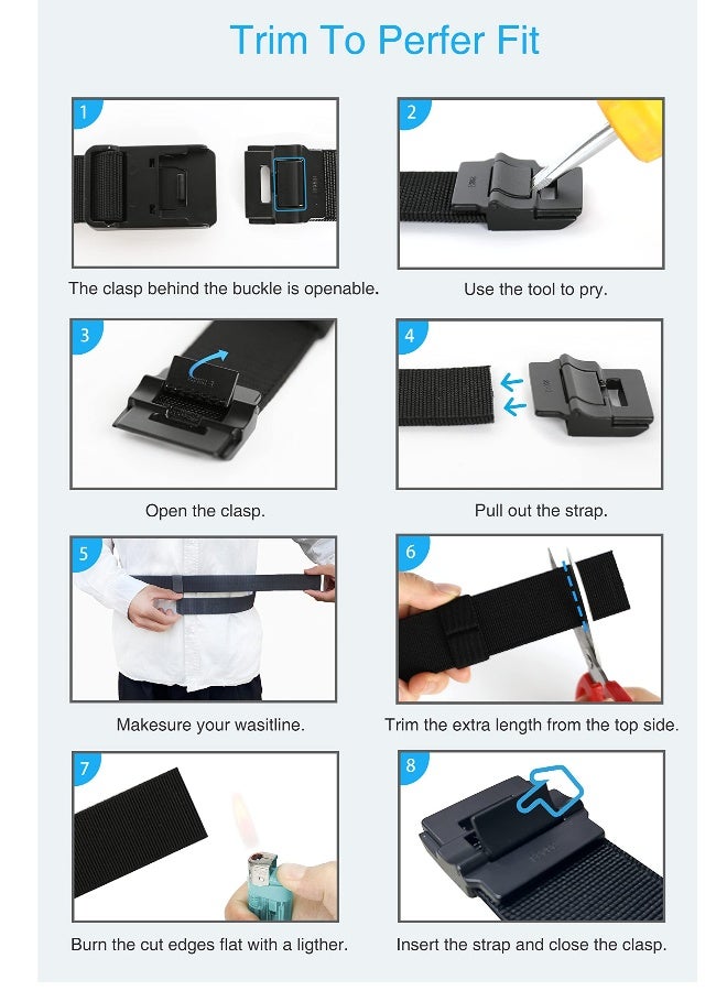 Adjustable Nylon Tactical Belt for Men - Metal-Free Work and Hiking Belt with Heavy-Duty Quick Release Buckle, Ideal for Military, Travel, and Outdoor Activities - Image 5