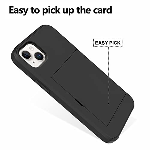 ZIYE for iPhone 13 Case with Card Holder, Wallet Case Anti-Scratch Dual Layer Hidden Pocket Phone Case Shockproof Cover Compatible with iPhone 13 5G-Black - Image 3