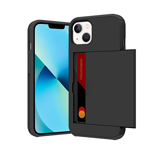 ZIYE for iPhone 13 Case with Card Holder, Wallet Case Anti-Scratch Dual Layer Hidden Pocket Phone Case Shockproof Cover Compatible with iPhone 13 5G-Black - Image 1
