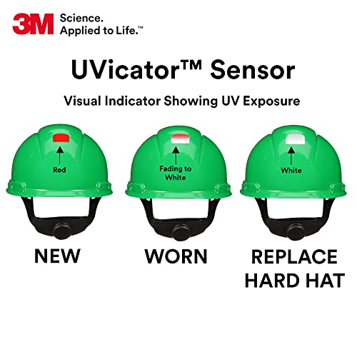3M Hard Hat SecureFit H-704SFR-UV, Green, Non-Vented Cap Style Safety Helmet with Uvicator Sensor, 4-Point Pressure Diffusion Ratchet Suspension, ANSI Z87.1 - Image 4