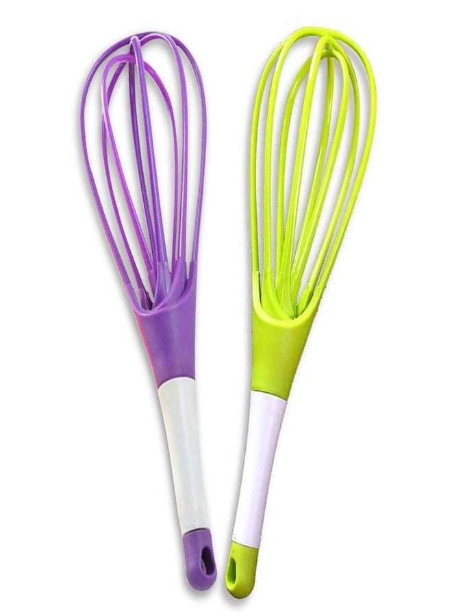 HEBEZON Foldable Plastic Whisk Beater Hand Blender Mixer Froth Whisker Latte Maker for Milk Coffee Egg Plastic Spiral Whisk Plastic Coil (Pack of 2 pcs). - Image 3