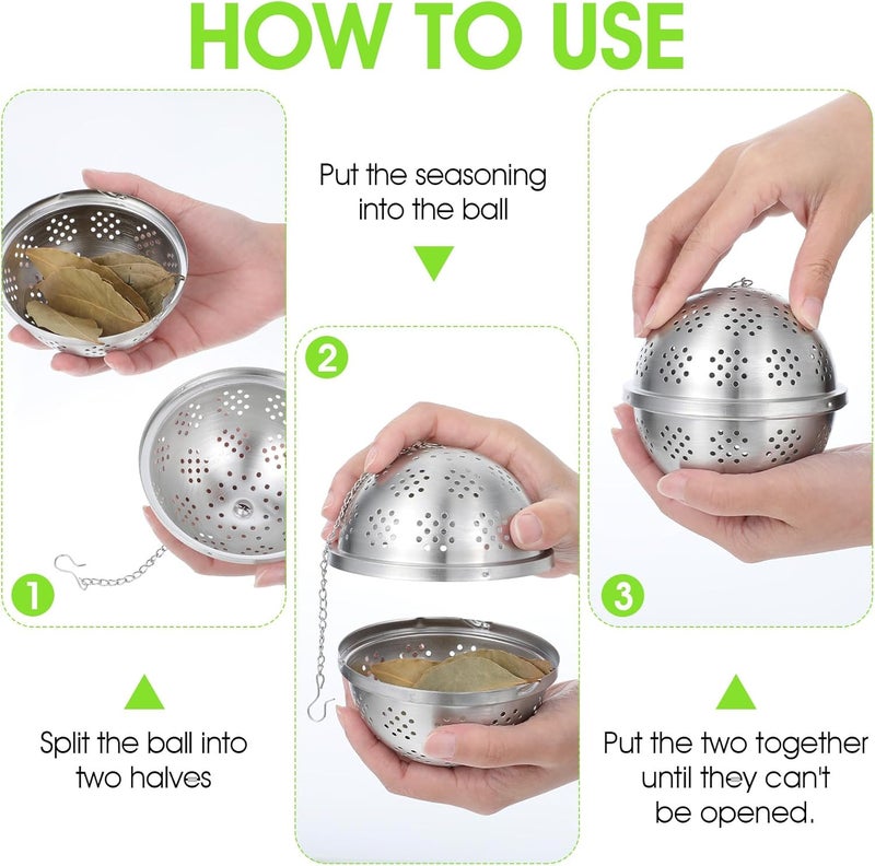 Styquenzer Spice Ball for Cooking, Stainless Steel spices filter Tea Ball Strainer Mesh Balls Cooking Tools Spice Infuser Kitchen Soup Spices Stew Filter with Extended Chain Hook for Brewing Tea Seasoning - Image 4