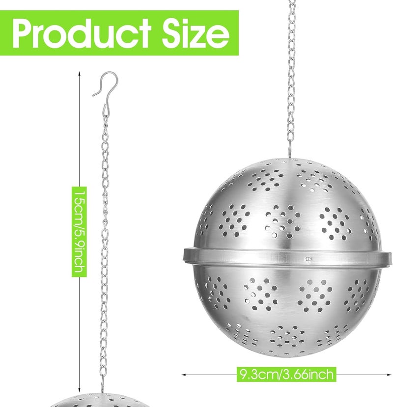 Styquenzer Spice Ball for Cooking, Stainless Steel spices filter Tea Ball Strainer Mesh Balls Cooking Tools Spice Infuser Kitchen Soup Spices Stew Filter with Extended Chain Hook for Brewing Tea Seasoning - Image 2