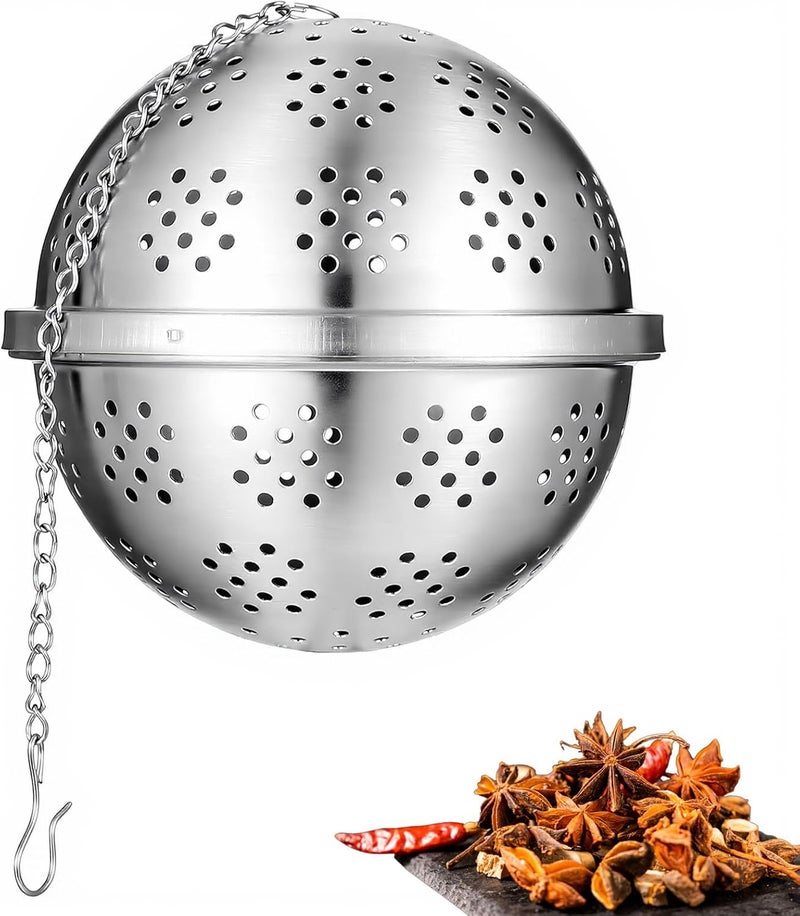 Styquenzer Spice Ball for Cooking, Stainless Steel spices filter Tea Ball Strainer Mesh Balls Cooking Tools Spice Infuser Kitchen Soup Spices Stew Filter with Extended Chain Hook for Brewing Tea Seasoning - Image 1
