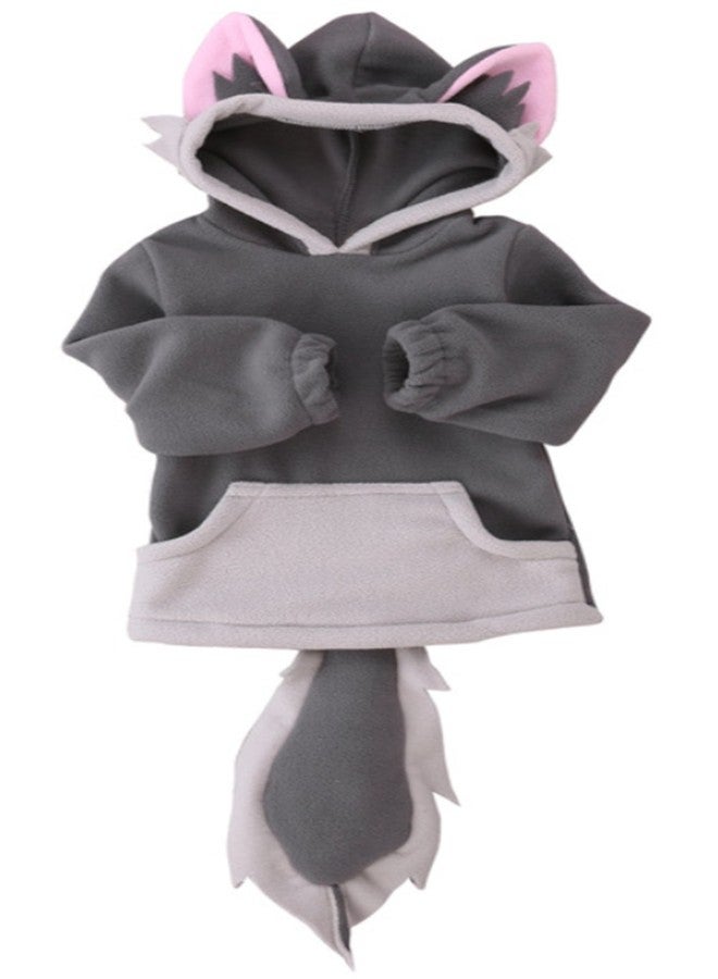stylesilove Unisex Baby Boys and Girls Cute Cartoon Animal Design Long Sleeve Pullover Hoodie Soft Fall Winter Outfit (US, Age, 6 Months, Grey Wofl) - Image 1
