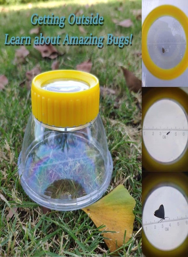 RORANIC Bug Cather 5X Magnifyer Insect Jar Observation Kit Bug Viewer Built-in 7cm Ruler with 2 Plastic Tweezers Bug Catcher Kit for Kids Science Nature Exploration (4Pack, Yellow) - Image 3
