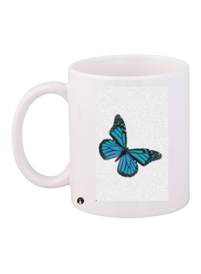 RYN Butterfly Printed Coffee Mug White/Blue/Black 11ounce