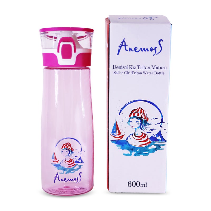 Anemoss Water Bottle 600ml 20.2oz, Sailor Girl Tritan BPA Free, Healthy and Exclusive Design, Multi-functional and Durable Beverage Bottle, Ideal for Sports and Travel, Leakproof Design, Pink Color - Image 2
