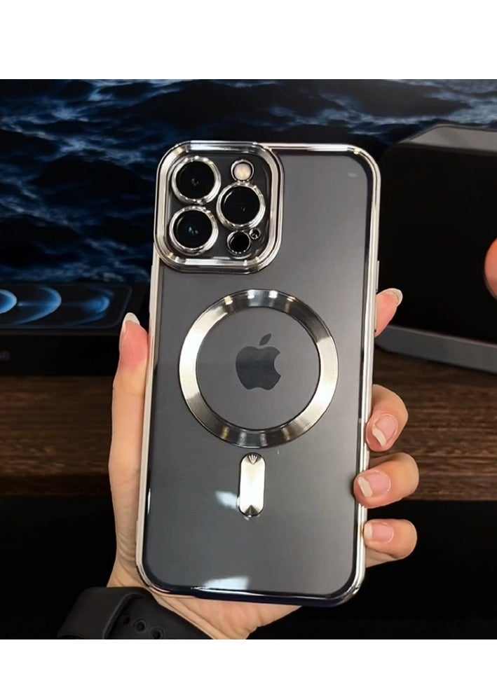 AROAQ Magnetic Case For iphone, Shockproof iPhone Bumper Cover, Plating For Magsafe Wireless Charge Case, Anti-scratch Mobile Protective Cover For iphone 15 Pro Max, 15 Plus, Pro, ( Black ) - Image 2