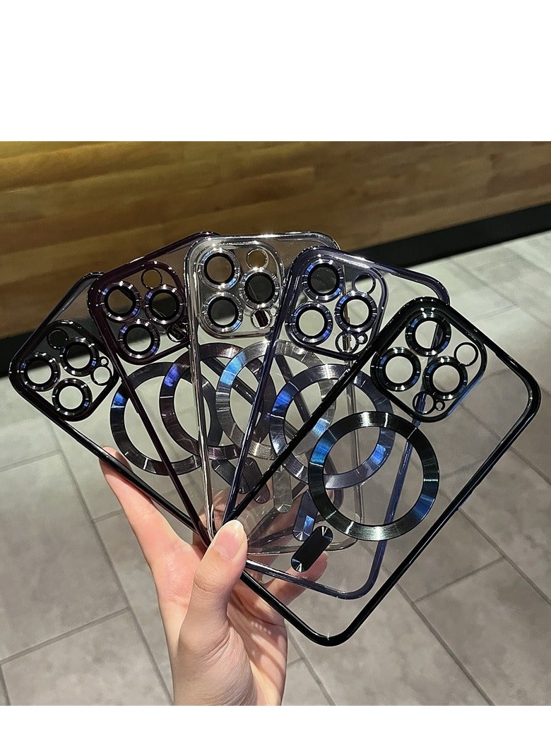 AROAQ Magnetic Case For iphone, Shockproof iPhone Bumper Cover, Plating For Magsafe Wireless Charge Case, Anti-scratch Mobile Protective Cover For iphone 15 Pro Max, 15 Plus, Pro, ( Black ) - Image 4