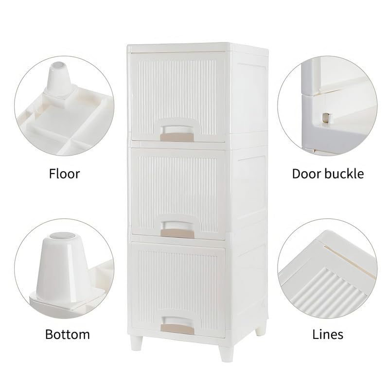 KWER Maximize Storage Space Versatile Stackable Drawer Organizer Storage Box for Ideal for Neat and Tidy Storage Solutions plastic drawers storage White 4 Layer - Image 4