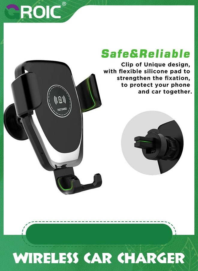 GROIC Wireless Car Charger Mount, Automatic Clamping Mount, 15W Fast Wireless Charging Car Phone Holder, Universal for All Mobile Phones, Fit for iPhone, Fit for Samsung Galaxy, Car Accessories  - Image 3