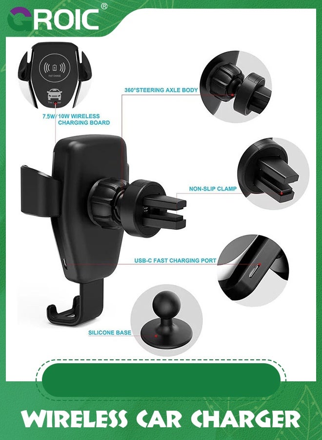 GROIC Wireless Car Charger Mount, Automatic Clamping Mount, 15W Fast Wireless Charging Car Phone Holder, Universal for All Mobile Phones, Fit for iPhone, Fit for Samsung Galaxy, Car Accessories  - Image 2