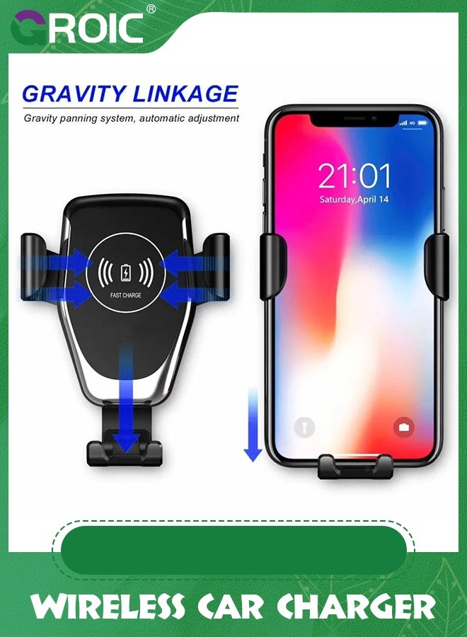 GROIC Wireless Car Charger Mount, Automatic Clamping Mount, 15W Fast Wireless Charging Car Phone Holder, Universal for All Mobile Phones, Fit for iPhone, Fit for Samsung Galaxy, Car Accessories  - Image 4