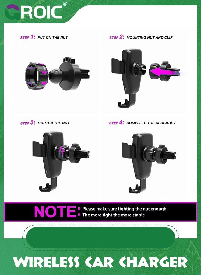 GROIC Wireless Car Charger Mount, Automatic Clamping Mount, 15W Fast Wireless Charging Car Phone Holder, Universal for All Mobile Phones, Fit for iPhone, Fit for Samsung Galaxy, Car Accessories  - Image 5
