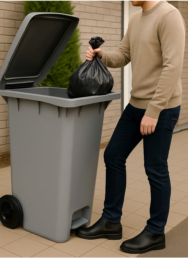 ALMUFARREJ 120L Grey Wheeled Trash Can with Pedal  - Image 4