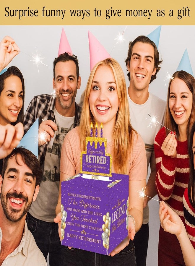 صندوق هدايا نقود أرجواني وذهبي للتقاعد، صندوق سحب نقود للمتقاعدات - Image 2