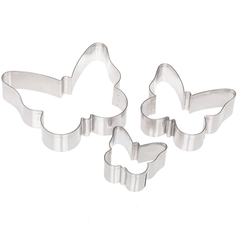 Ateco Plain Edge Butterfly Cutter Set in Assorted Sizes Stainless Steel 3 Pc Set