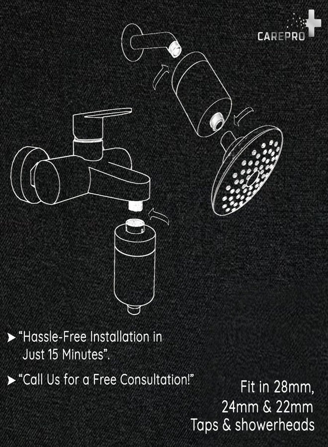 CarePro+ 15-Stage Shower & Tap Filter for Hard Water | Universal Water Softener for Bathroom | Matt Chrome Multi-Layer Softener | Removes Chlorine, Heavy Metals & Impurities (Basic) - Image 4