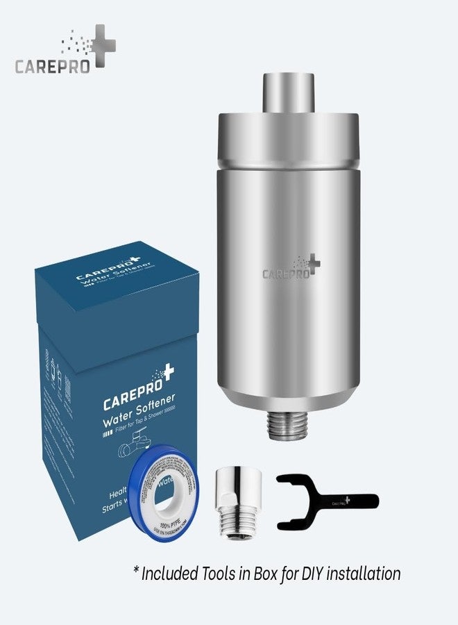 CarePro+ 15-Stage Shower & Tap Filter for Hard Water | Universal Water Softener for Bathroom | Matt Chrome Multi-Layer Softener | Removes Chlorine, Heavy Metals & Impurities (Basic) - Image 2