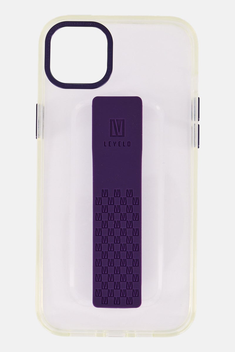 LEVELO حافظة هاتف آيفون 14 بلس جرافيا IMD واضحة مع قبضة إضافية، شفافة - Image 1