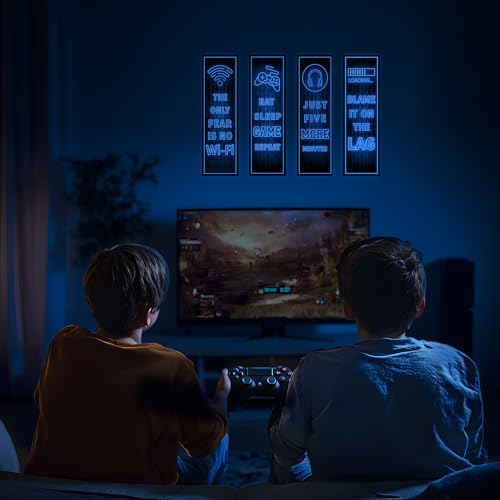 Robmoda Eat Sleep Game Wall Decals Glow in The Dark, Gamer Controller Stickers Decor for Boy Bedroom, Joystick Video Gaming Kids Playroom Nursery Decoration (Blue) - Image 2